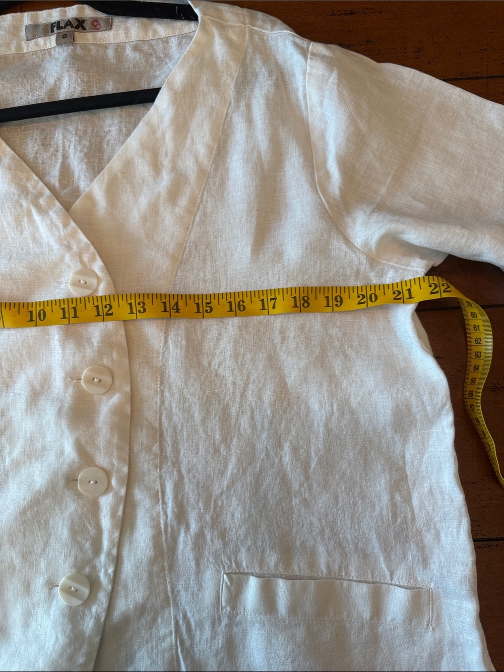 NWOT Flax White Linen Button-Front V-Neck Jacket– small (371) - Picture 10 of 12
